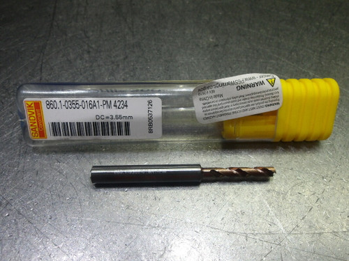 Sandvik 3.55mm Coolant Thru Carbide Drill 860.1-0355-016A1-PM 4234 (LOC1267A) Sandvik 3.55mm Coolant Thru Carbide Drill 860.1-0355-016A1-PM 4234 (LOC1267A)