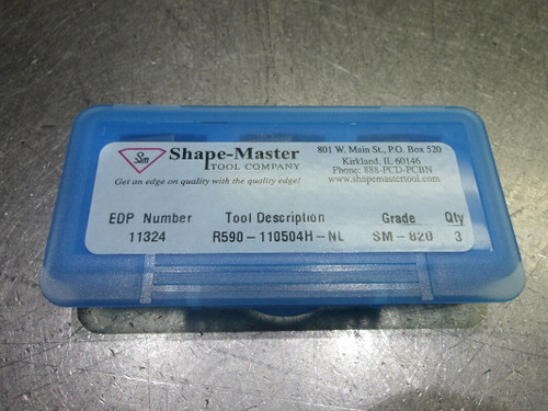 Sharp-Master PCD Tipped R590 Carbide Insert QTY3 R590-110504H-NL SM-820 (LOC1812A)