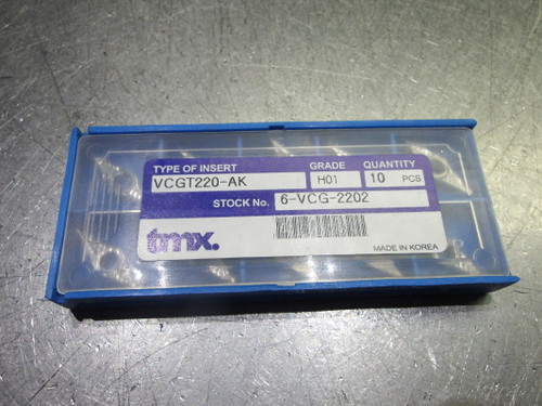 TMX Carbide Inserts QTY10 VCGT220-AK/6-VCG-2202 H01 (LOC1812A)