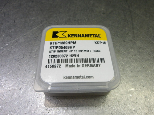 Kennametal .5469" Carbide Drill Tip Insert QTY1 KTIP1389HPM/KTIP05469HP KCP15 (LOC2596) Kennametal .5469" Carbide Drill Tip Insert QTY1 KTIP1389HPM/KTIP05469HP KCP15 (LOC2596)