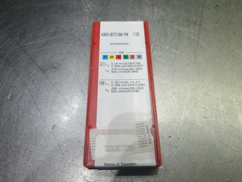 Sandvik Carbide Milling Inserts QTY10 490R-08T316M-PM 1130 (LOC891) Sandvik Carbide Milling Inserts QTY10 490R-08T316M-PM 1130 (LOC891)