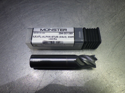 Monster 5/8" 4 Flute Carbide CR Stub Endmill 3/4" Shank .03" R 294-001069 (LOC944)