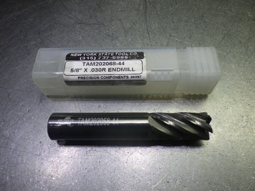 NYS Tool Co 5/8" 6 Flute Carbide CR Endmill 5/8" Shank .03" R TAM202068-44 (LOC1068C) NYS Tool Co 5/8" 6 Flute Carbide CR Endmill 5/8" Shank .03" R TAM202068-44 (LOC1068C)