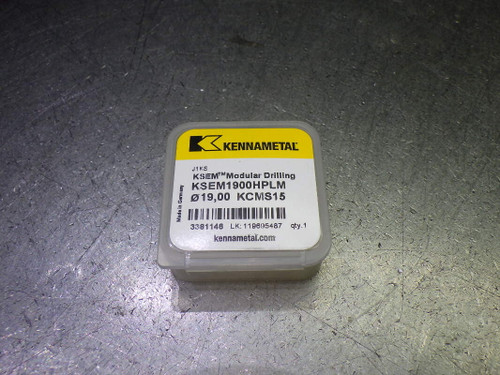 Kennametal 19mm Carbide Drill Tip Insert QTY1 KSEM1900HPLM KCMS15 (LOC2893D)