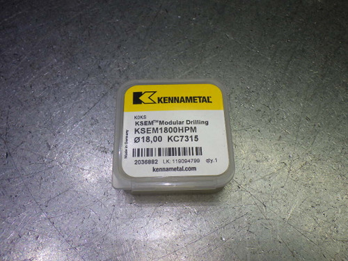 Kennametal 18mm Carbide Drill Tip Insert QTY1 KSEM1800HPM KC7315 (LOC2135B)