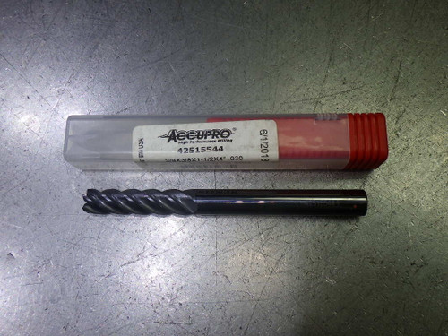 Accupro 3/8" 4 Flute Carbide Cr Endmill 3/8" Shank .03" R 42515544 (LOC2135B)