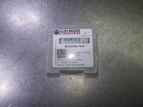 Allied Gen2 T-A #0 15mm Super Cobalt Spade Drill Inserts QTY2 450H-15 (LOC2857A)