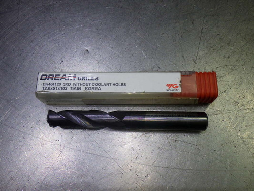 YG1 12mm 3xD Carbide Drill 12mm Shank TiAlN Coated DH404120 (LOC2202)