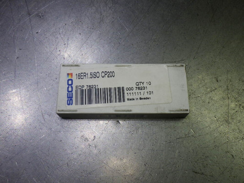 SECO Carbide Threading Inserts QTY10 16ER1.5ISO CP200 (LOC2008A)