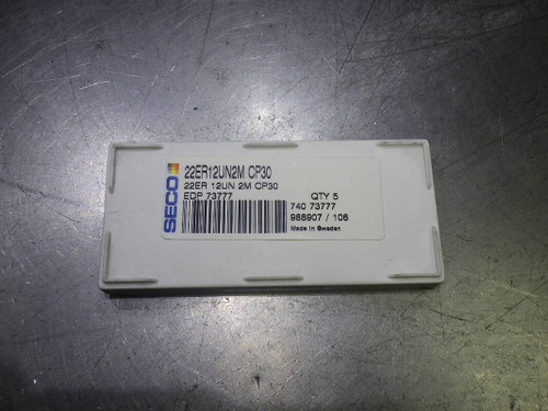SECO Carbide Threading Inserts QTY5 22ER12UN2M CP30 (LOC2008A)