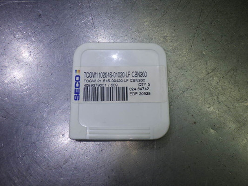 SECO CBN Inserts QTY5 TCGW110204S-01020-LF/RCGW 21.51S-00420-LF CBN200 (LOC2008A)