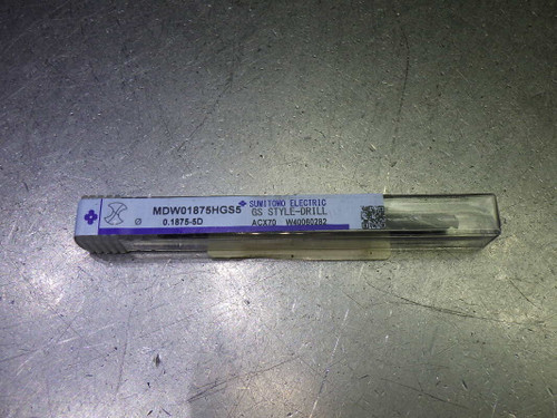 Sumitomo 3/16" Coolant Thru 5xD Carbide Drill MDW01875HGS5 (LOC333A) Sumitomo 3/16" Coolant Thru 5xD Carbide Drill MDW01875HGS5 (LOC333A)