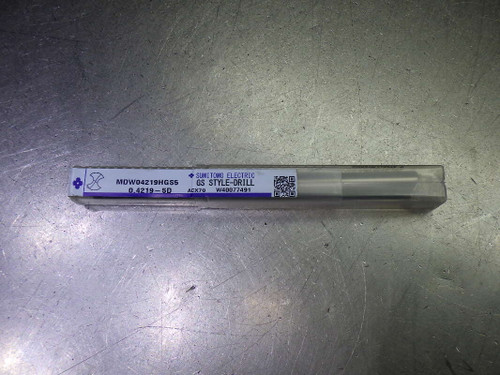 Sumitomo .4219" Coolant Thru 5xD Carbide Drill 12mm Shank MDW04219HGS5 (LOC2793D)