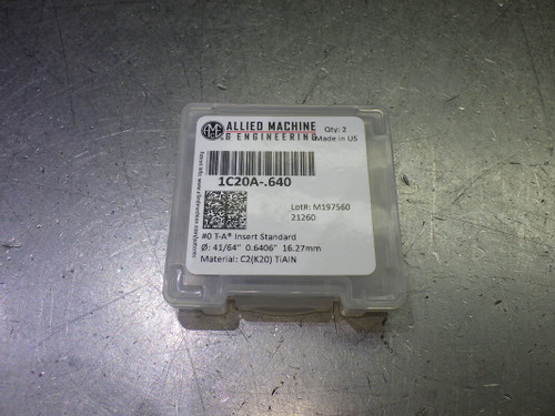 AMEC T-A #0 41/64" Carbide Drill Tip Inserts QTY2 1C20A-.640 (LOC3288A)