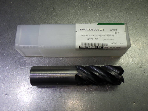 Widia/Hanita 1" 5 Flute Carbide CR Endmill .12" R 5V0C25008ET WP15PE (LOC1766)