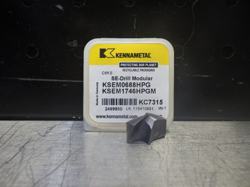Kennametal Carbide .688" Drill Insert KSEM0688HPG KC7315 (LOC1279B)