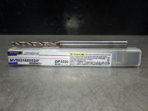 Mitsubishi 1/8" Coolant Thru Carbide Drill 1/4" Shank MVS0318X05S060 (LOC3497)