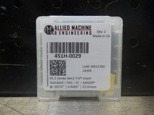 AMEC GEN2 T-A #1.5 29/32" HSS Drill Insert QTY2 451H-0029 (LOC3028C)