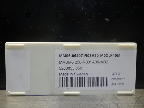 SECO Mini Master Carbide Inserts QTY2 SECO MM06-06407-R08A30-M02 F40M (LOC2003A)