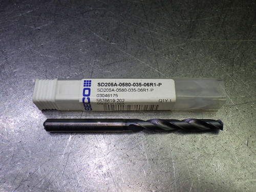 SECO 5.8mm Coolant Thru Carbide Drill 6mm Shank SD205A-0580-035-06R1-P (LOC1974B)