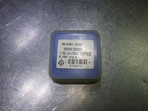 Ingersoll 19.5mm Carbide Drill Tip Inserts QTY2 YBB1950R01 IN2005 (LOC2677A)