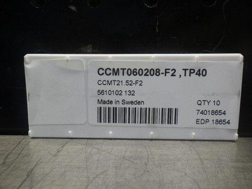 SECO Carbide Inserts QTY10 CCMT060208-F2 TP40 (LOC2763C)