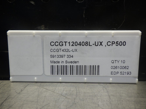 SECO Carbide Inserts QTY10 CCGT120408L-UX CP500 (LOC2763C)