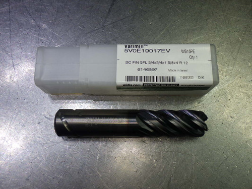 Widia/Hanita 3/4" 5 Flute Carbide Cr Endmill .12" R 5V0E19017EV WS15PE (LOC2654A)