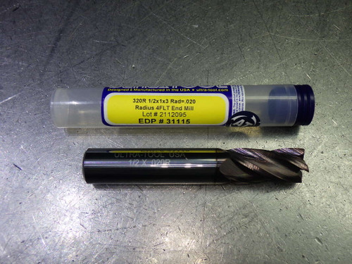 Ultra-Tool 1/2" 4 flute Carbide CR Endmill 1/2" Shank .02" R 31115 (LOC2654A)