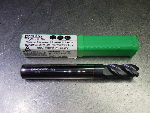 Design-rite XL 1/2" 4 Flute Carbide CR Endmill .125" R D6446504/12 (LOC2654A)