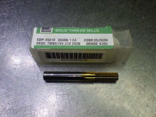 GreenField 5/16 x .310" 5 Flute Carbide Thread Mill 5/16" Shank TMN5/16X.310 20UN (LOC2654A)
