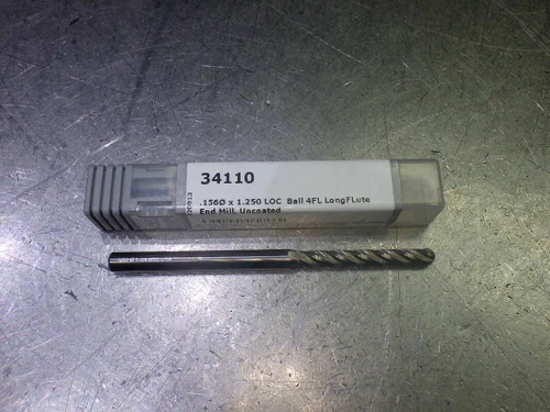 Harvey Tool 5/32" 4 Flute Carbide Ballnose Endmill 3/16" Shank 34110 (LOC1163B)