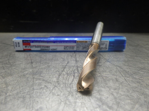 Mitsubishi 19/64" 3xD Coolant Thru Carbide Drill MVS0754X03S080 DP1020 (LOC1530)