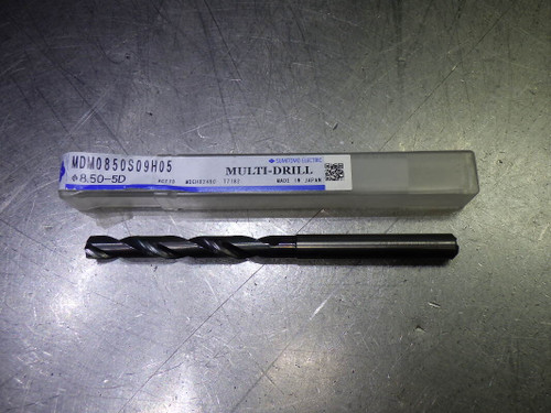 Sumitomo 8.5mm Coolant Thru 5xD Carbide Drill 9mm Shank MDM0850S09H05 (LOC318A)