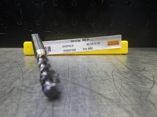 Sandvik 3/8"-16 UNC 3 Flute Spiral Tap EX23PA3/8 UNC3/8-16 H3 (LOC535)