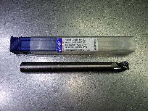 GARR 1/2" 3 Flute Carbide CR Endmill 1/2" Shank .12" R FTN5590 (LOC658A)