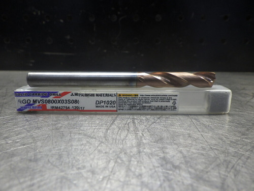 Mitsubishi 8mm 3xD Coolant Thru Drill 8mm Shank RGD MVS0800X03S080 DP1020 (LOC2048B)