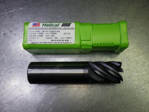 Helical 1" 7 Flute Carbide CR Endmill 1" Shank .03" R HEV-S-71000-R.030 (LOC2093A)