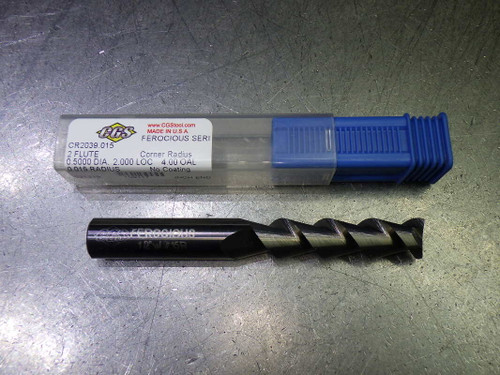 CGS 1/2" 2 Flute Carbide CR Endmill 1/2" Shank .015" R CR2039.015 (LOC2418B)