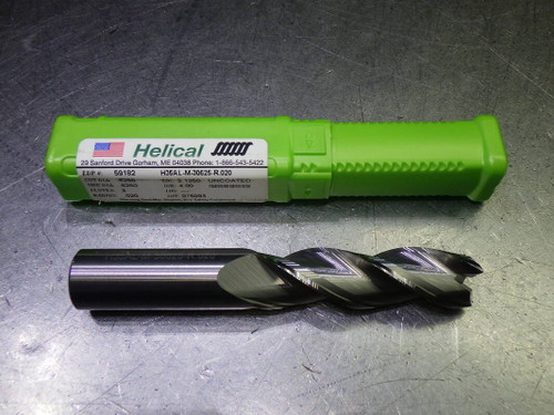 Helical 5/8" 3 Flute Carbide CR Endmill .02" R H35AL-M-30625-R.020 (LOC2894B)