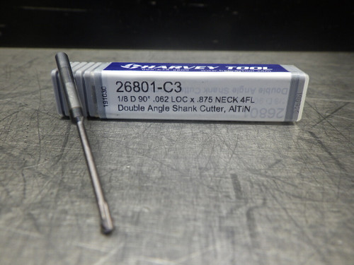 Harvey Tool 1/8" 90 Deg.  4 Flute Double Angle Shank Cutter  26801-C3 (LOC2722A)