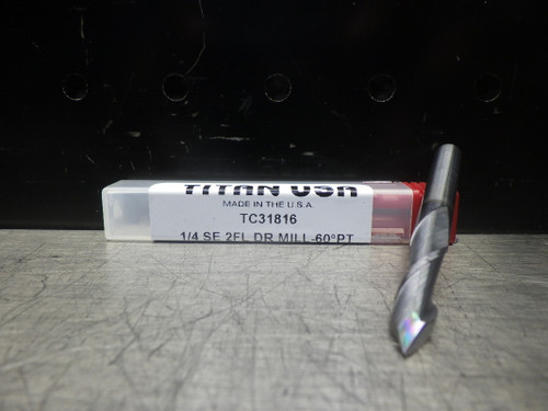 Titan 1/4" 60 Degree 2 Flute Carbide Drill Mill 1/4" Shank TC31624 (LOC2980B)