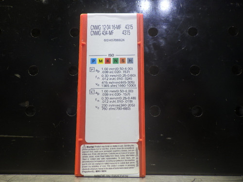 Sandvik Carbide Inserts QTY10 CNMG120416-MF 4315 (LOC1393D