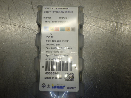 Iscar Carbide Inserts QTY10 DCMT 3-0-SM IC6025 (LOC1123C)