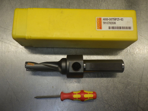 Sandvik 3/4" Coolant Thru Indexable Drill 1" Shank A880-D0750P25-03 (LOC240)