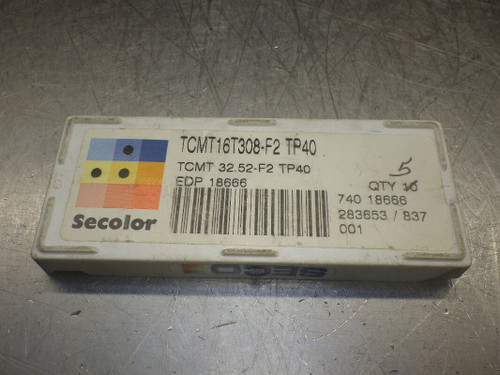 SECO Carbide Inserts QTY10 TCMT 32.52-F2 / TCMT16T308-F2 TP40 (LOC180)