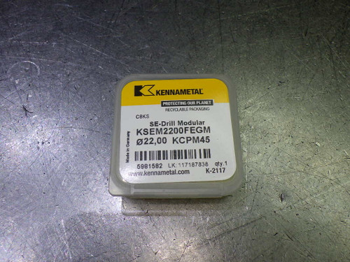 Kennametal 22mm Carbide Drill Tip Insert QTY1 KSEM2200FEGM KCPM45 (LOC88B)
