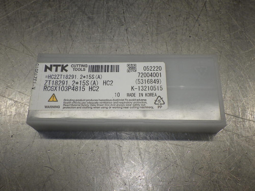 NTK Ceramic Inserts QTY10 RCGX103P4815 / ZT18291.2*15S(A) HC2 (LOC3418A)