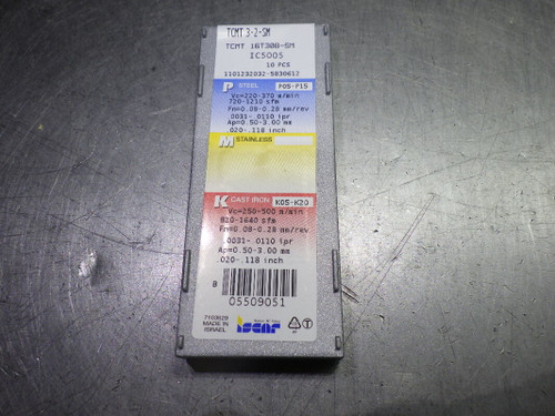 ISCAR Carbide Inserts QTY10 TCMT3-2-SM / TCMT16T308-SM IC5005 (LOC113A)