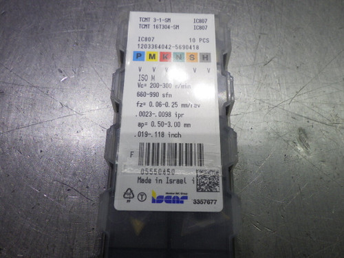 ISCAR Carbide Inserts QTY10 TCMT3-1-SM / TCMT16T304-SM IC807 (LOC323B)